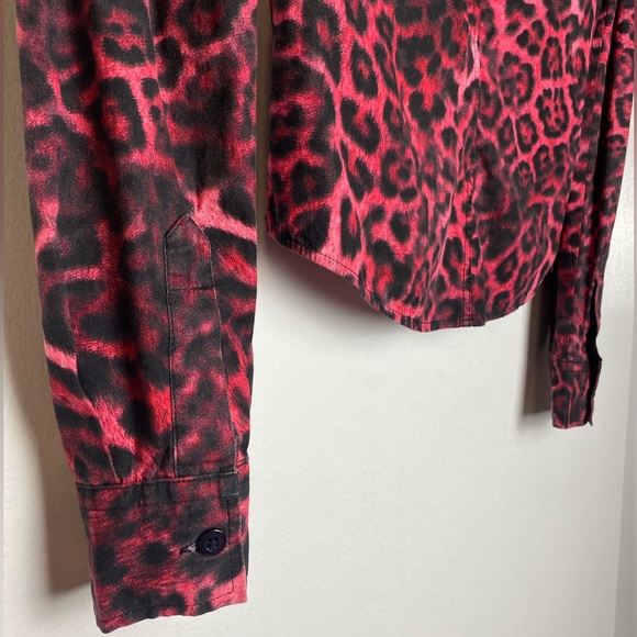 Vintage Pink Bow Puff Sleeves Animal Print Shirt 100% cotton - Picture 8 of 9